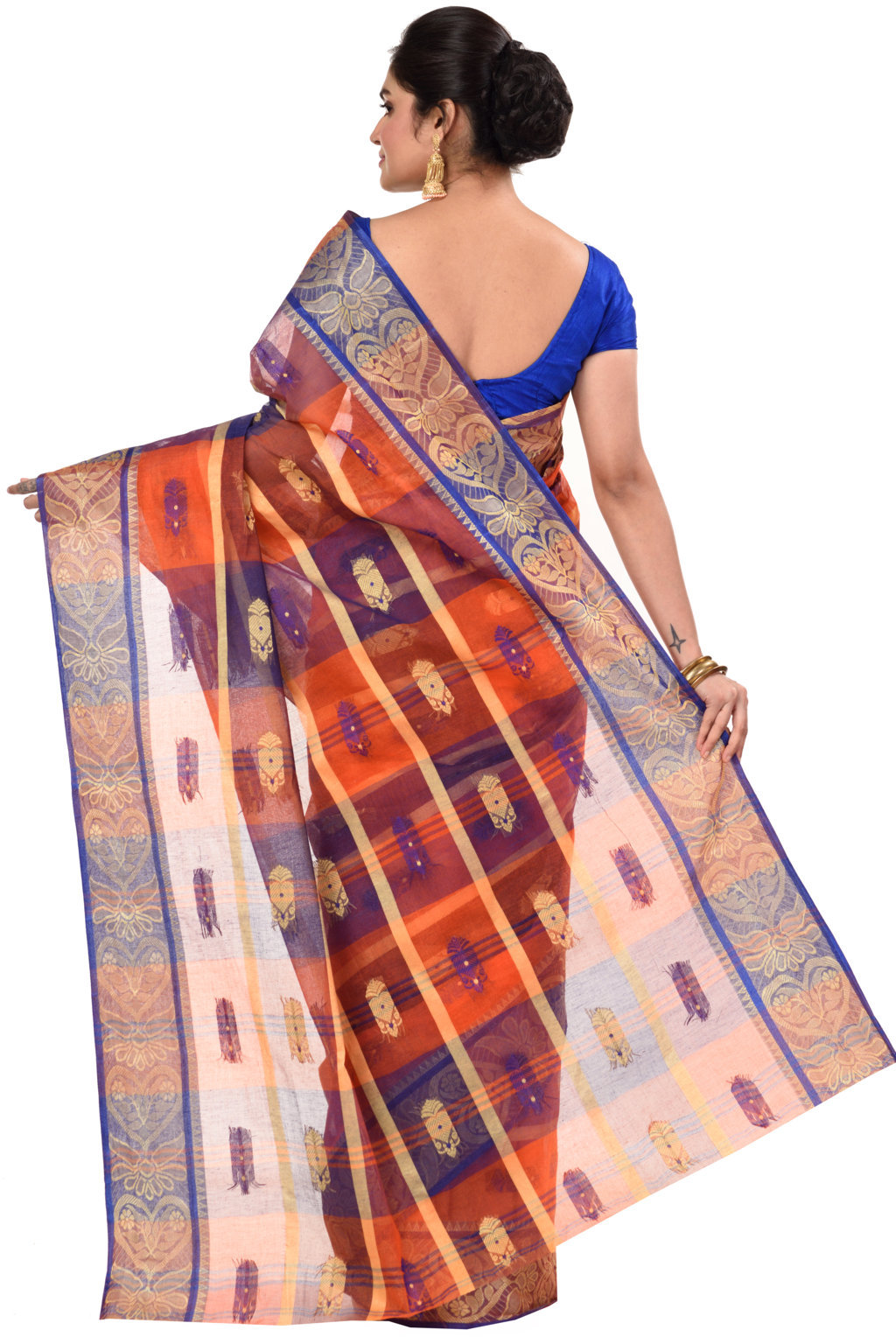 Red Pure Cotton Krishnakali_Ankit Tant Saree (768)